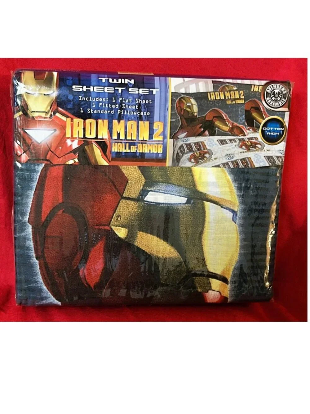 NEW~vtg TWIN size Comforter+Sheet Set~Marvel's Iron Man Superhero Avengers~4pc